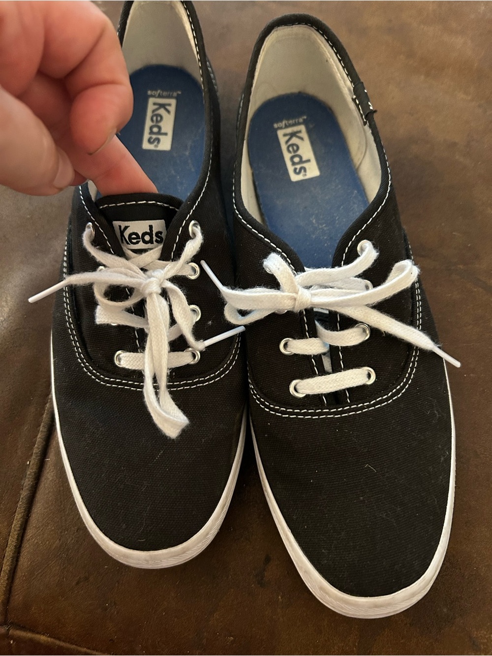 Keds Kids Black Canvas Lace-Up Sneakers with White Trim